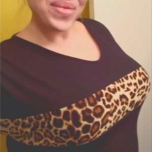 Black and leopard casual top